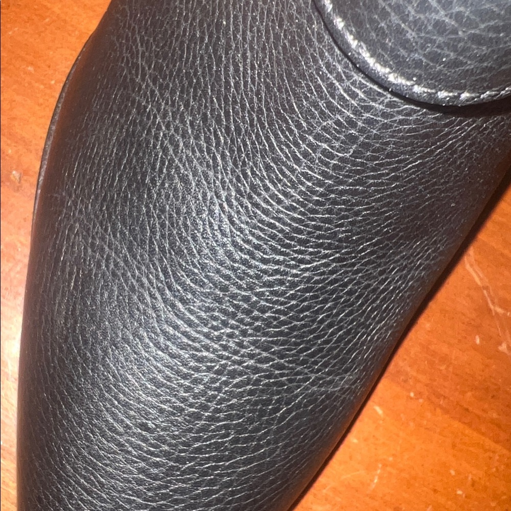 Vince Camuto Black Leather Bailey Bootie/Mule with Gold Buckle - Picture 4 of 5